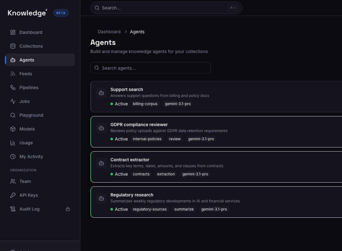 Multiple agents with classification and extraction task-type badges